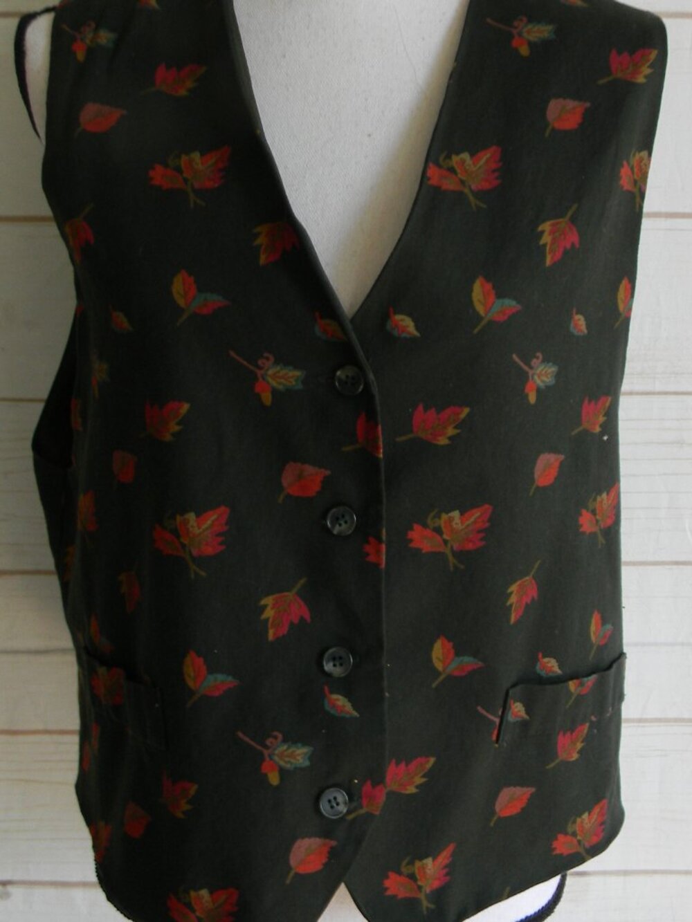 Vintage Pendleton Knockabouts Cotton Fall Leaf Acorn Print Vest Size Large USA